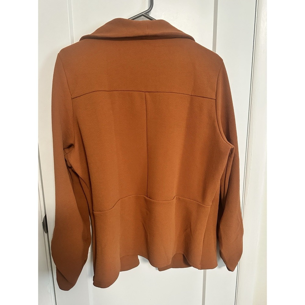 Lock N Love Women's Rust Blazer Jacket Ruched Sleeves Open Front Long Sleeve XXL - Picture 4 of 9